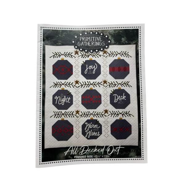 PRIMITIVE GATHERINGS All Decked Out Quilt Pattern Christmas Holiday Ornaments - Picture 1 of 2